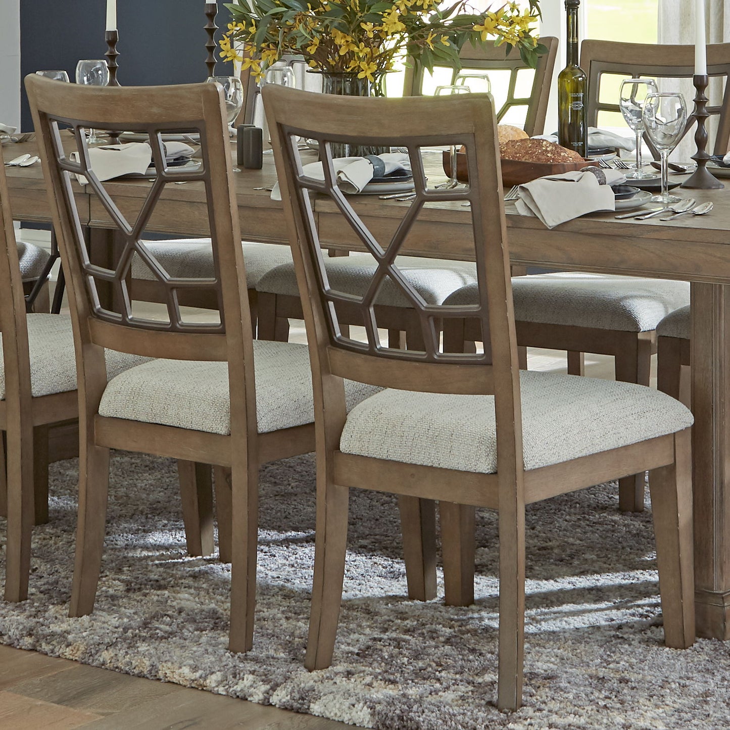 Sundance Dining - Grid Back Dining Chair (Set of 2) - Sandstone