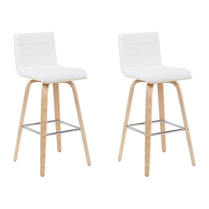 Vienna - Modern Swivel Bar Height Stool - Patterned Oak Wood Frame