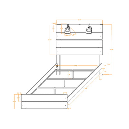 Monica - Bed With Panel Style And Slat Headboard