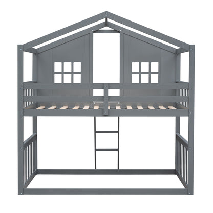 House Bunk Bed With Ladder, Wood Bed