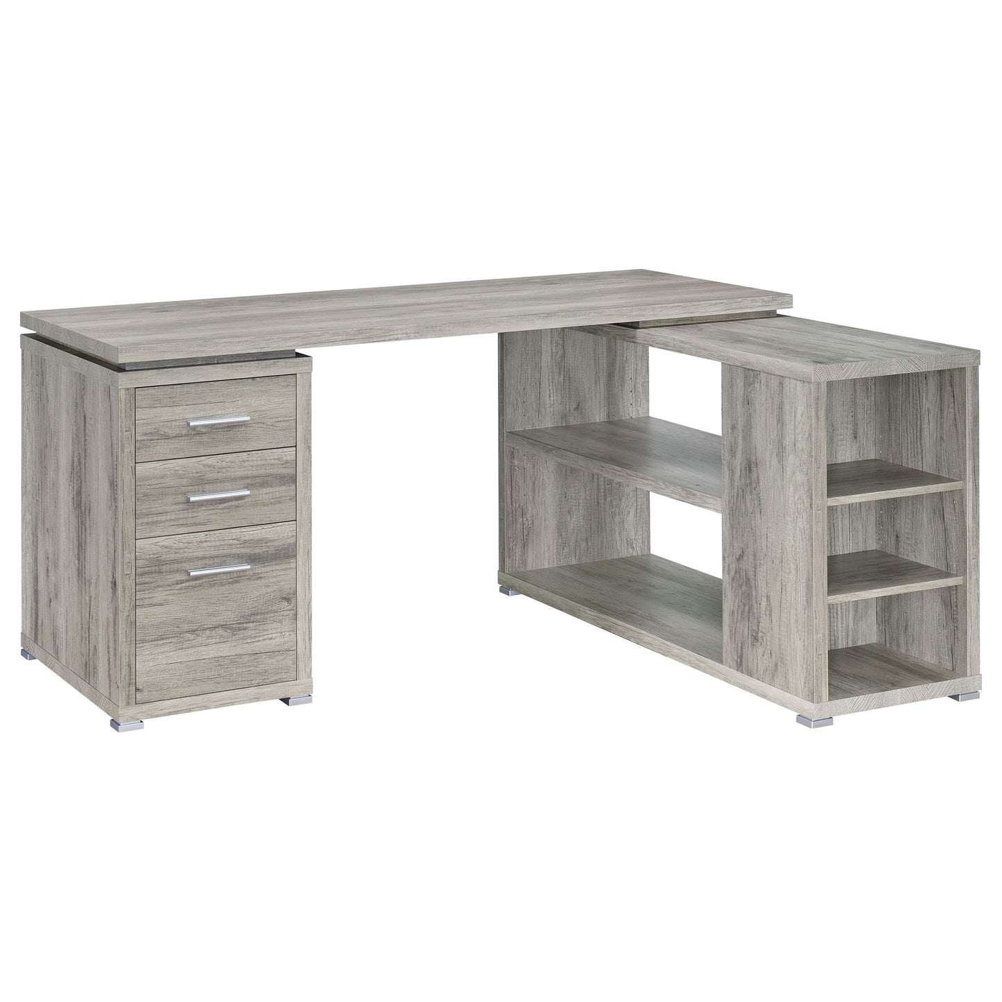 Transitional L Shape Computer Desk With Multiple Storage And Built In File Cabinet