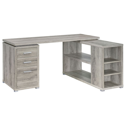 Transitional L Shape Computer Desk With Multiple Storage And Built In File Cabinet