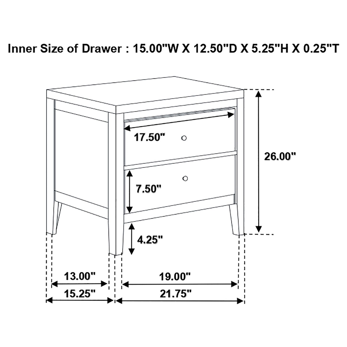 Garrett - 2 Drawer Nightstand - Cappuccino