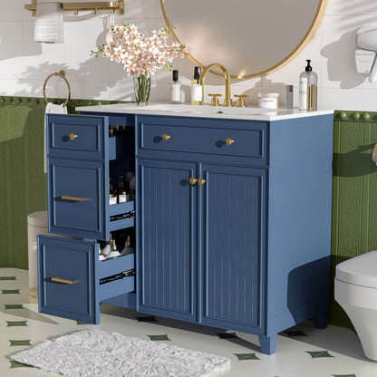 Bathroom Vanity With Sink, Soft Close Doors, Adjustable Shelves