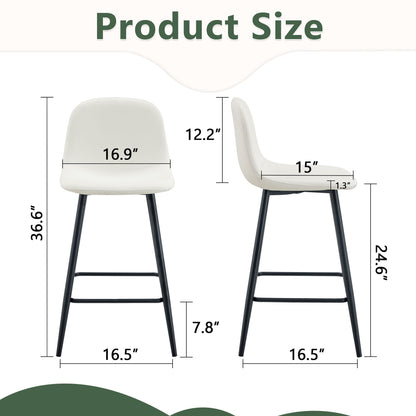 Modern Black Pu Bar Chair Rounded Backrest (Set of 2)