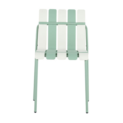 4 Piece Set Of Single Chairs With Modern Color Blocking Design, UV Resistant And Rust Proof - Haze Green / White