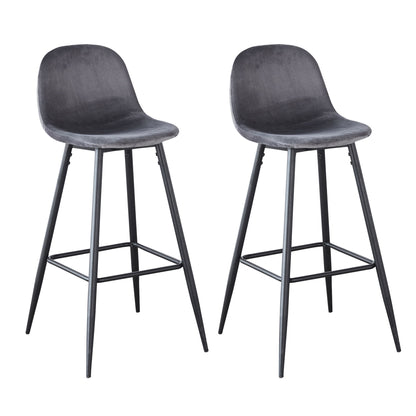 Velvet Barstool With Back (Set of 2)