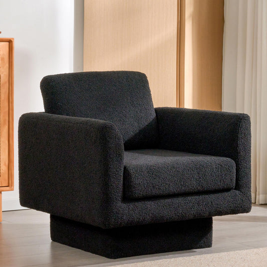 360° Modern Swivel Accent Chair Round Armchair, Thick Padded Single Lounge Sofa Upholstered Comfy