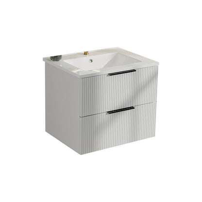 Modern Wall Mounted Floating Bathroom Vanity With Sink And Drawers