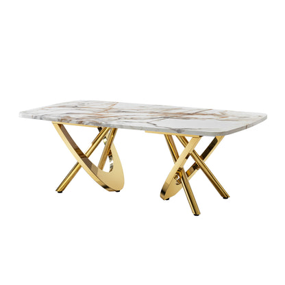 Contemporary Marble Pattern Top Table With Stainless Steel Base