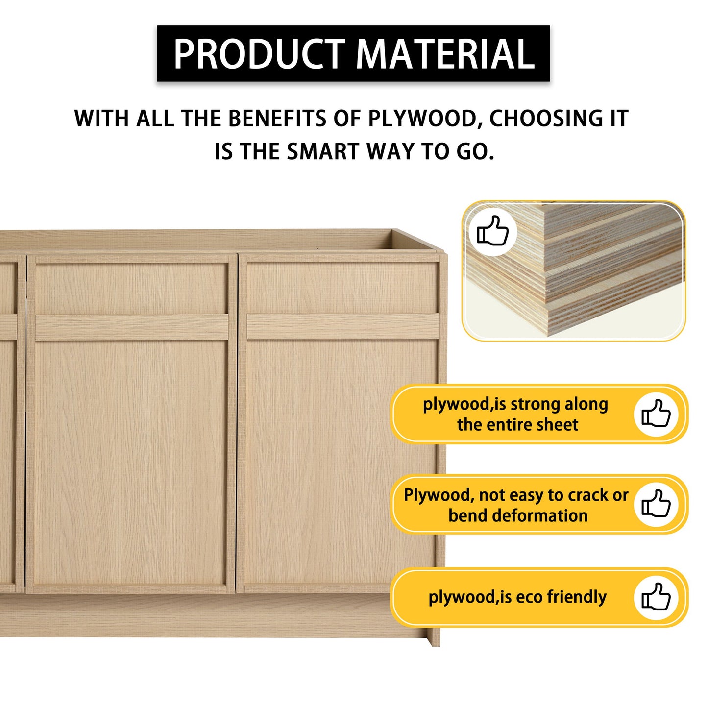 Freestanding Bathroom Vanity With Resin Sink & Soft Close Cabinet Doors