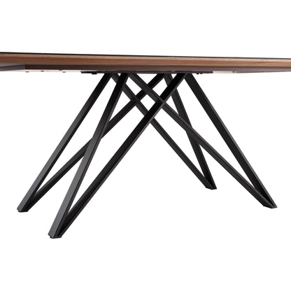 Urbino - Mid-Century Dining Table Glass Top - Matte Black / Dark Gray