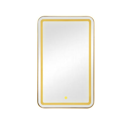 Rectangle Medicine Cabinet Mirror Bathroom Mirror With Storage Wall Mounted Medicine Mirror Cabinet With LED - Gold