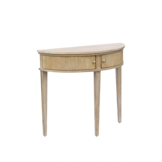 Vintage Inspired Storage Console Table With Fluted Doors - Reclaimed Wheat