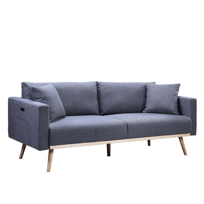 Easton - Fabric Living Room Set With USB Charging Ports Pockets And Pillows (Set of 2)