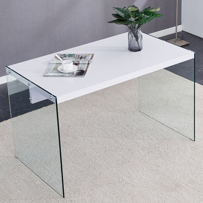 Elegant And Clear Tempered Glass Coffee Table With Storage - White