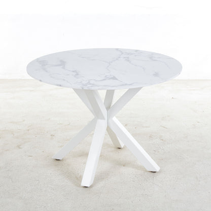 Cross Leg Dining Table With Round Top, For 4 - 6 People - White