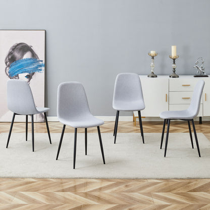 Modern Medieval Style Cushioned Side Chairs Set With Black Metal Legs For Kitchens
