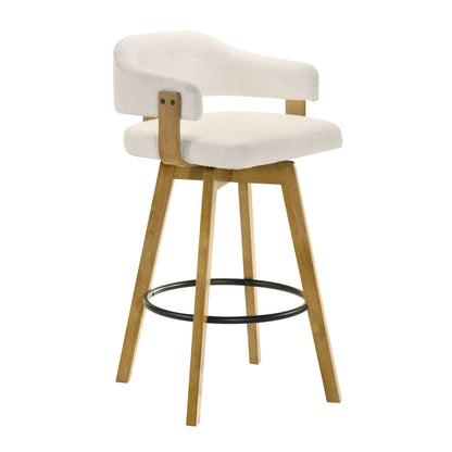 Callah - Contemporary Natural Wood Bar Height Kitchen Bar Stool