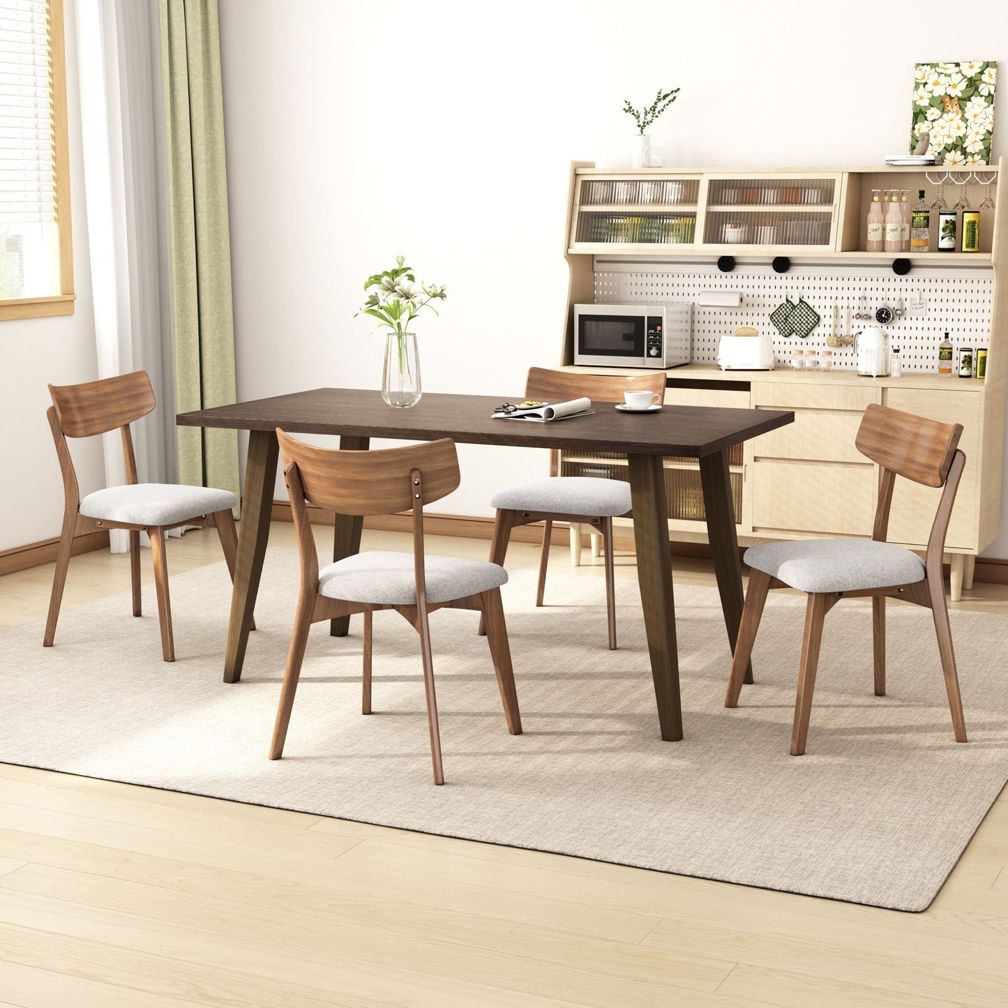 5 Piece Mid - Century Dining Set Upholstered Dining Chairs