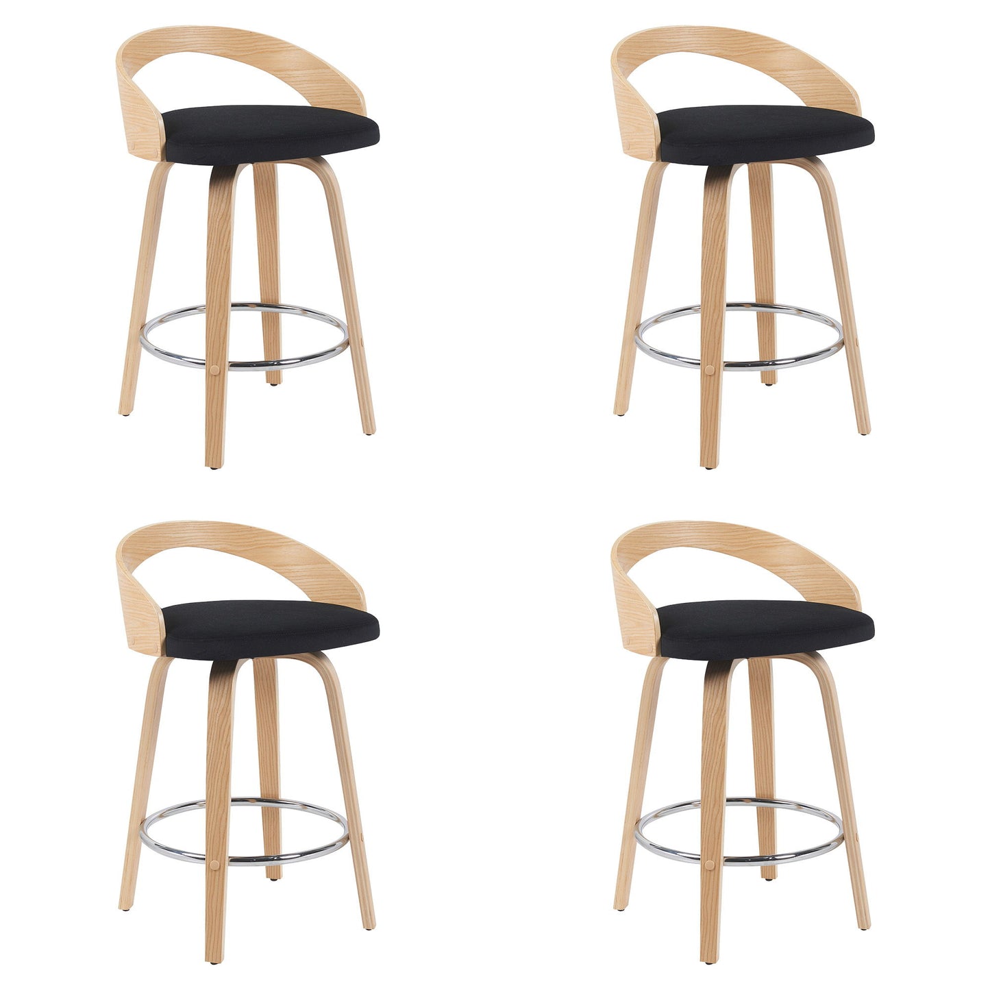 Sonia - Modern Swivel Counter Height Bar Stool - Patterned Oak Wood Finish