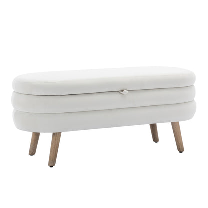 Velvet Fabric Storage Bench With Wood Legs