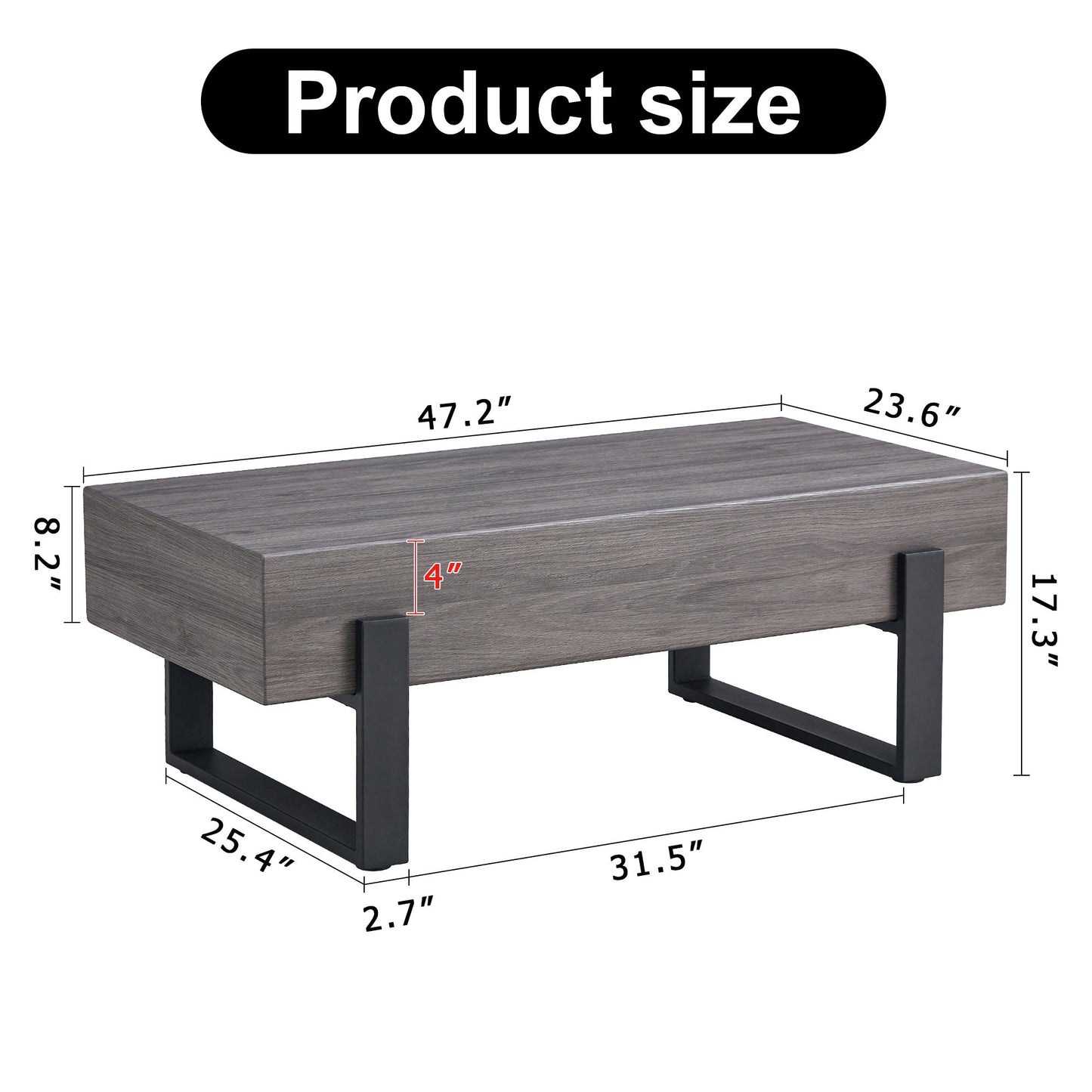 Rustic Coffee Table With Metal Legs
