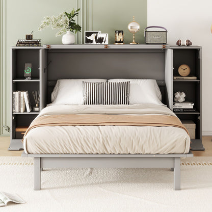 Murphy Bed With Shelves, Drawers And USB Ports