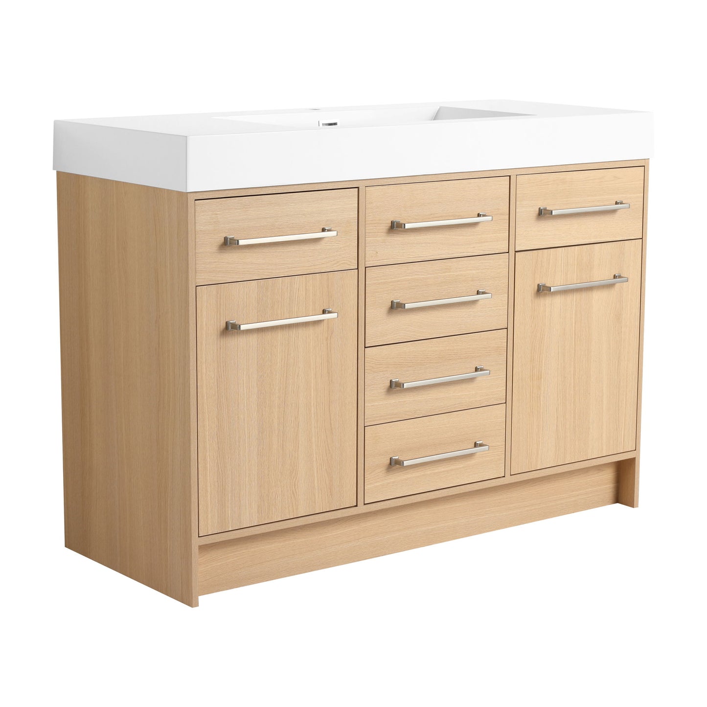 Freestanding Bathroom Vanity With Resin Sink, Soft-Closing Doors And Drawers