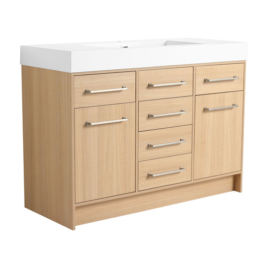 Freestanding Bathroom Vanity With Resin Sink, Soft-Closing Doors And Drawers