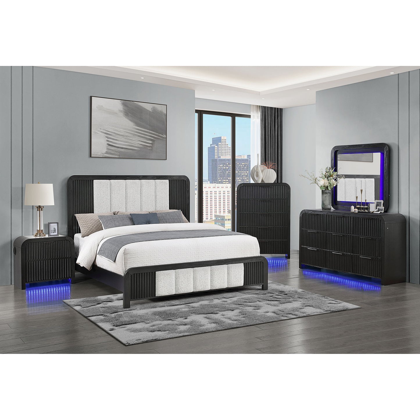 Beverly - Large Scale Wall Mirror For Dresser, Rounded Edges - Black White
