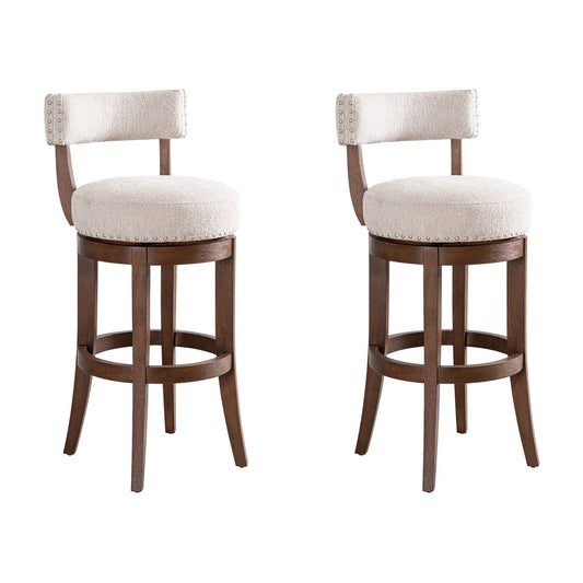 Mystic - Solid Wood Upholstered 30" Bar Height Swivel Barstool