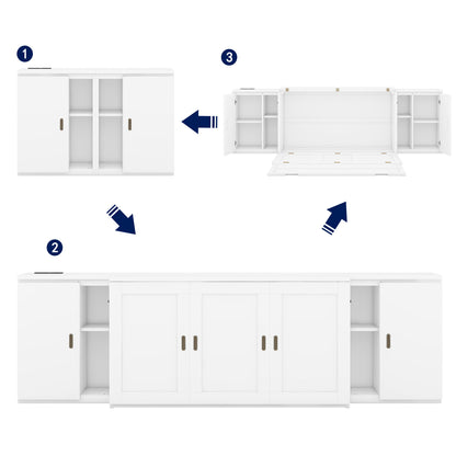 Murphy Bed With Shelves, Cabinets And USB Ports