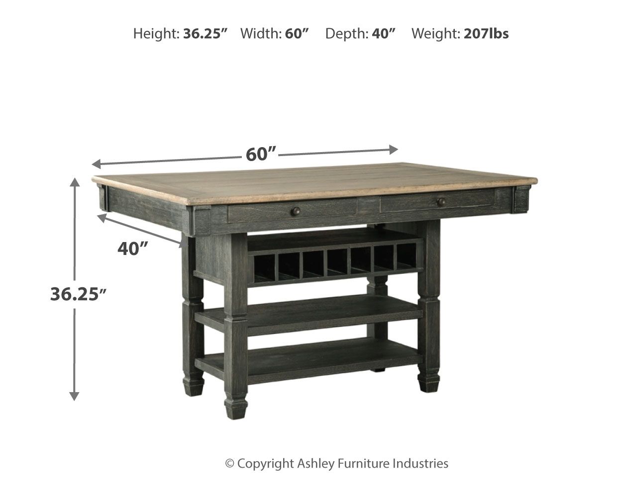 Tyler Creek - Black / Gray - Rectangular Dining Room Counter Table