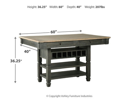 Tyler Creek - Black / Gray - Rectangular Dining Room Counter Table