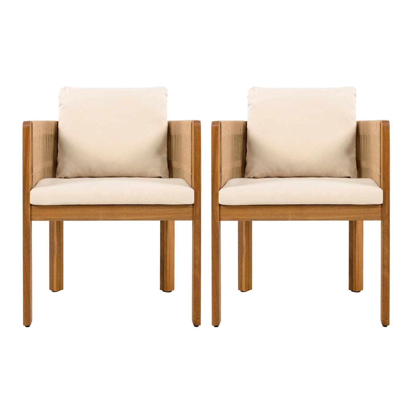 Outdoor Dining Chairs With Rope Handles (Set of 2)