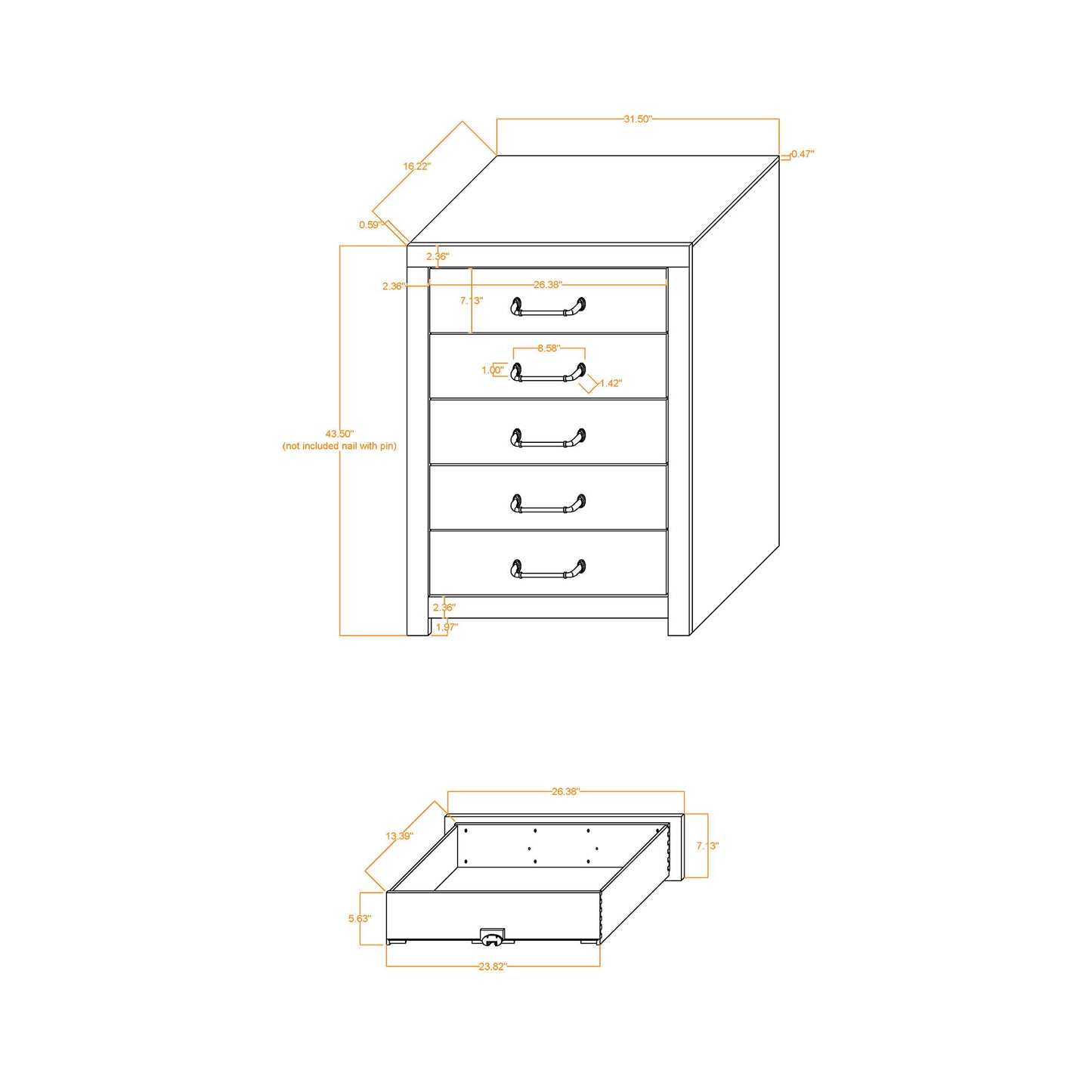 Monica - Chest With Spacious Drawers Bar Handles - Dark Oak