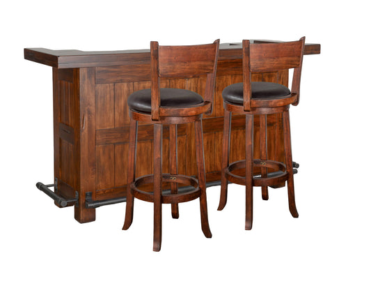 3 Piece Farmhouse Wood Home Bar Set - Vintage Mocha