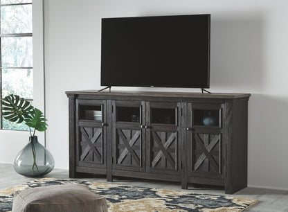 Tyler Creek - Black / Gray - Extra Large TV Stand