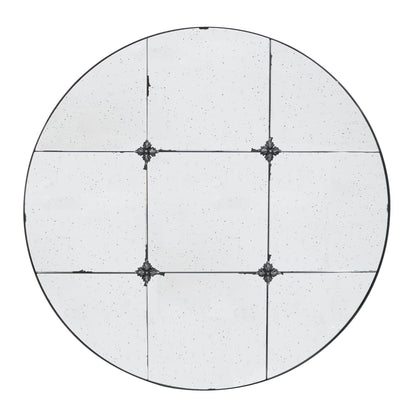 Traditional Decor Style Round Antique Glass Wall Mirror, Wall Decor For For Bathroom Entryway Console Lean Against Wall - Black