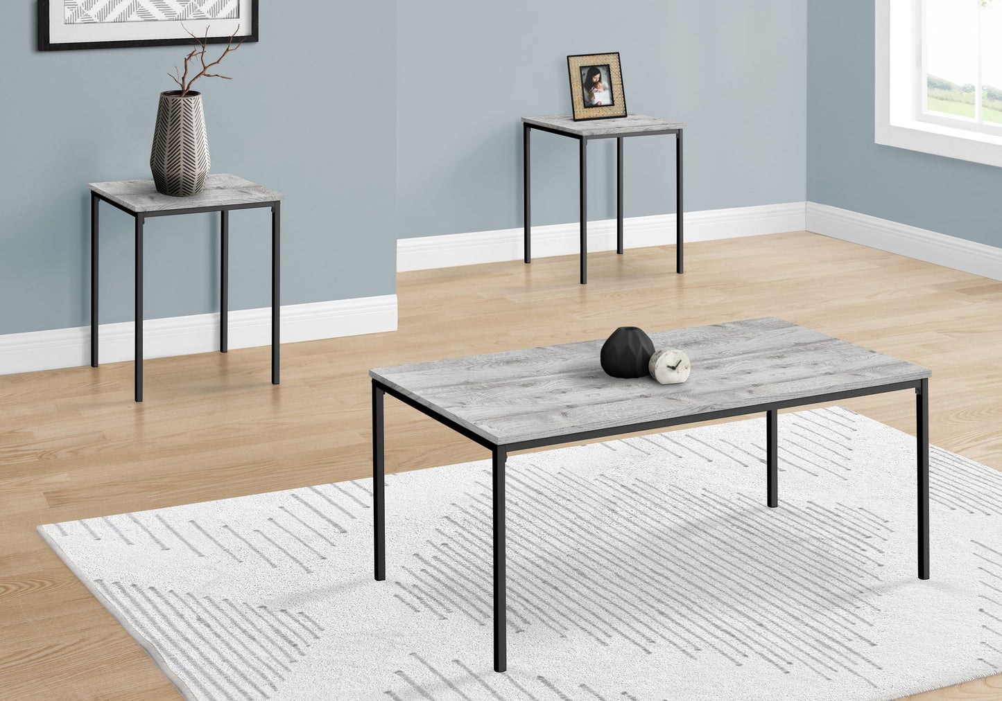 Table Set, Coffee, End, Contemporary, Modern (Set of 3)