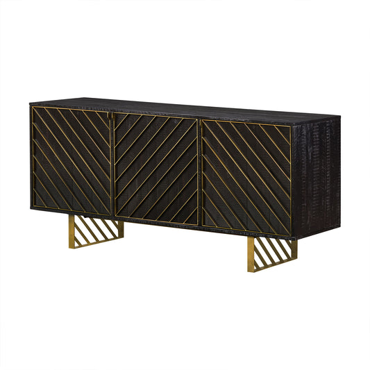 Monaco - Sideboard With Antique Brass Accent - Black