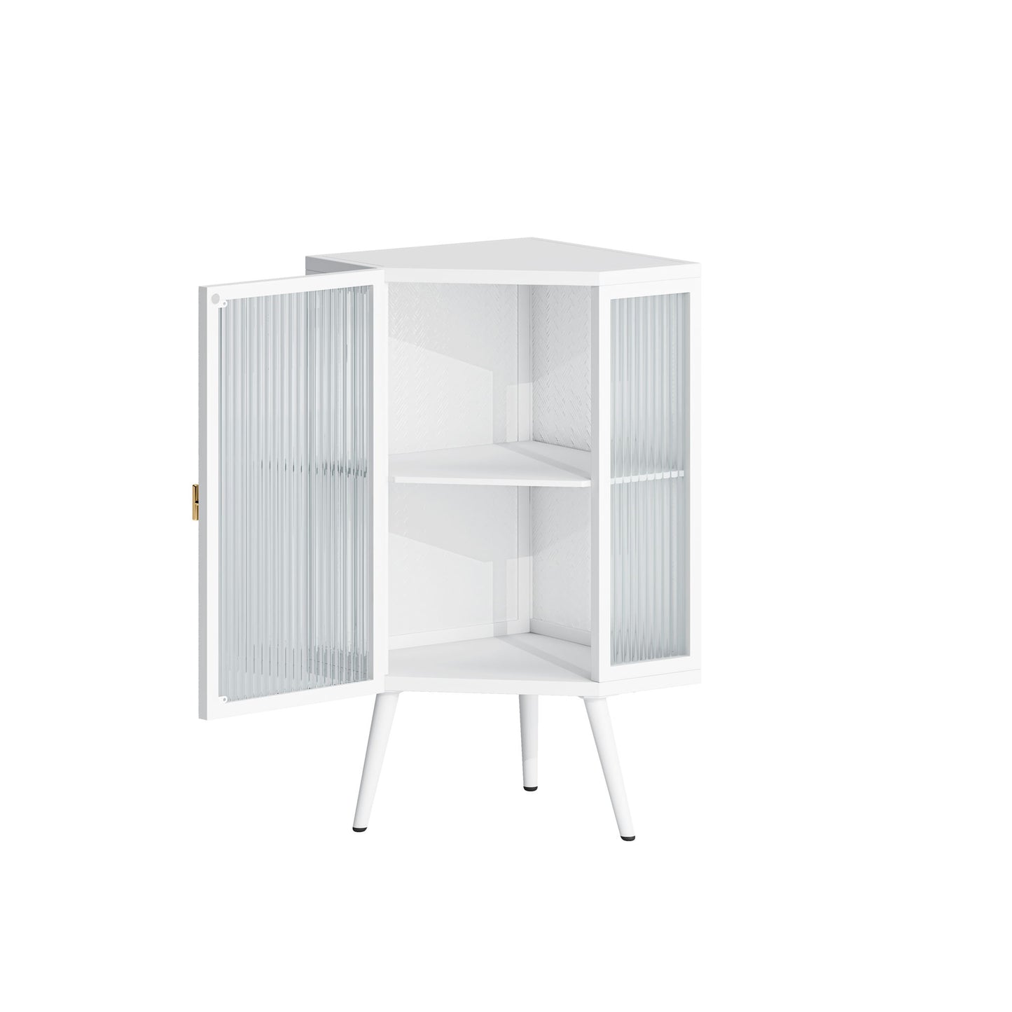 Corner Cabinet With Door And Shelves For Bathroom - White