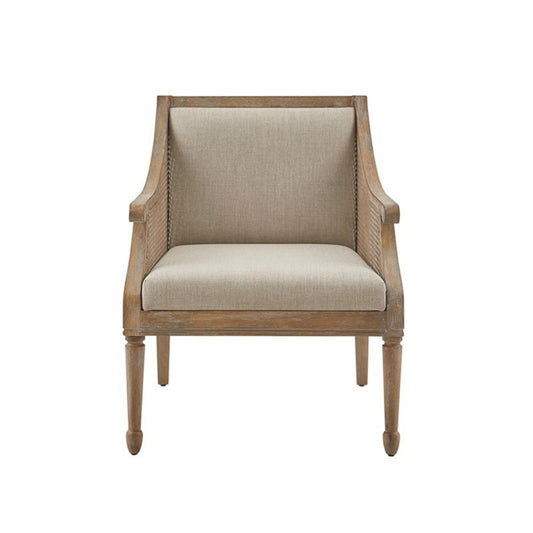 Transitional Cane Accent Armchair And Back Cushion - Natural