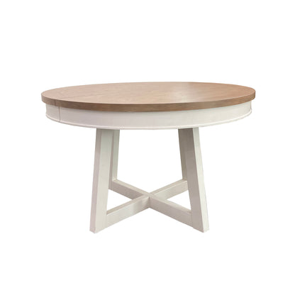 Americana Modern Dining - 48 - 66" Round Dining Table And 4 Barrel Chairs - Cotton