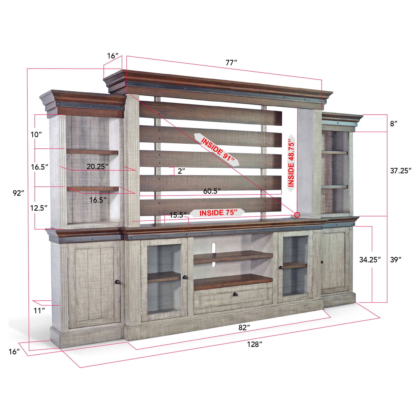 Homestead Hills - Entertainment Wall - Tobacco Leaf / Alpine Gray