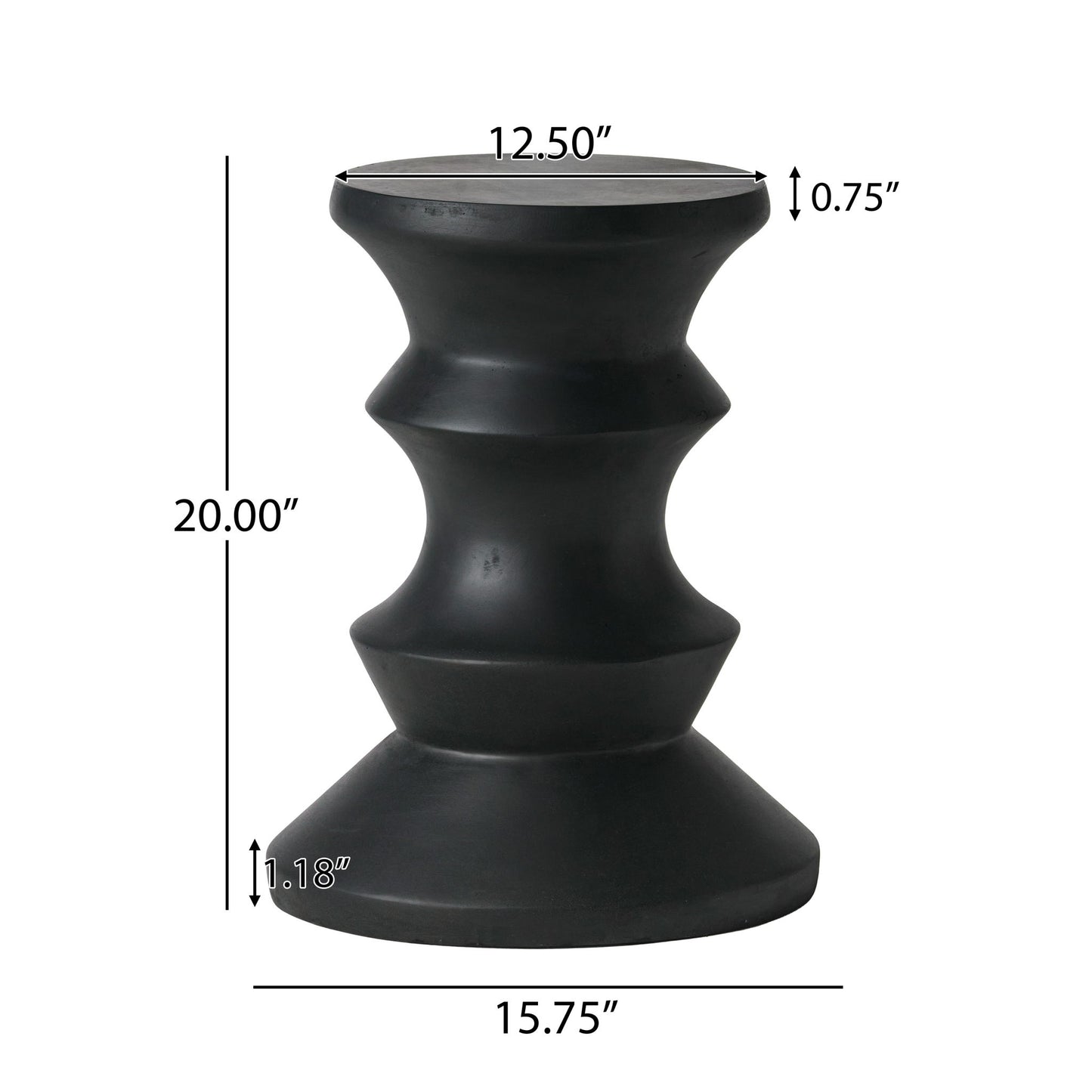 Side Table Modern Concrete Accent Piece - Black