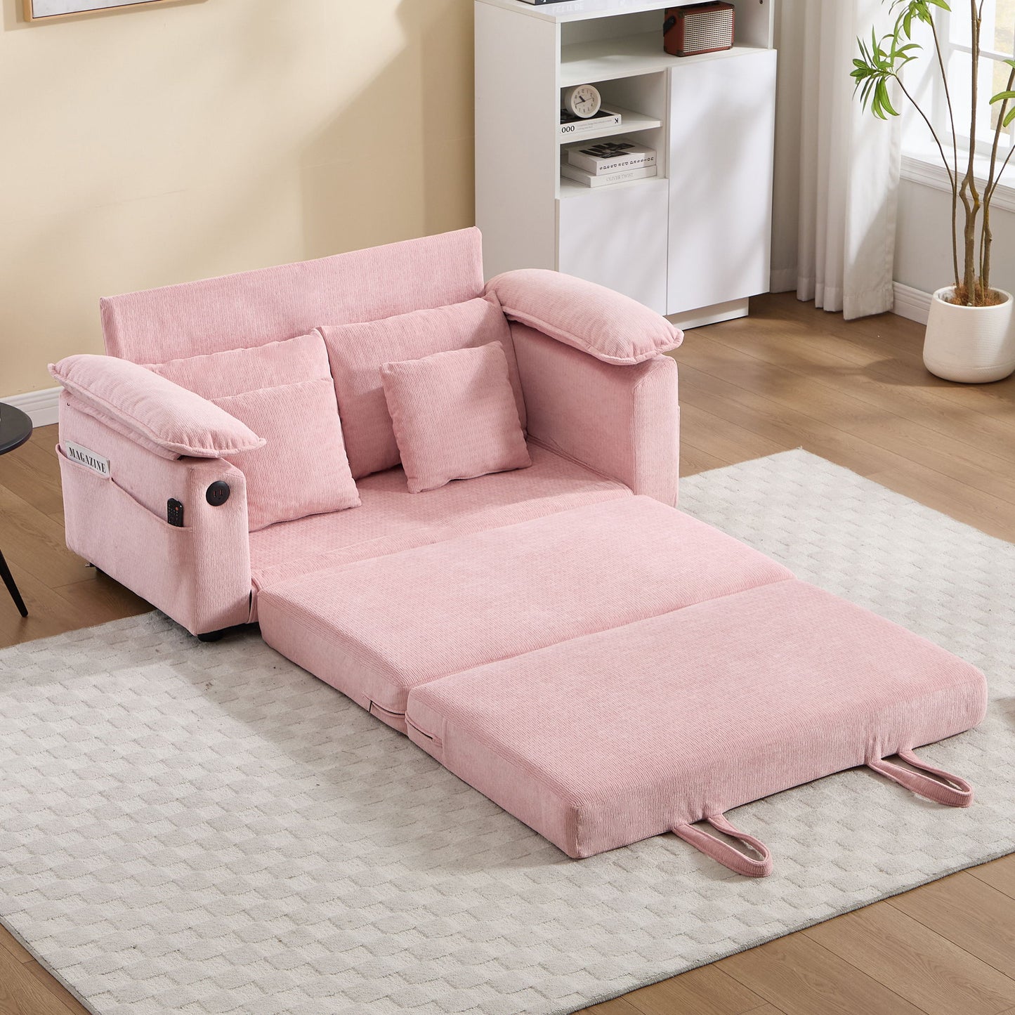 Upholstered Futon Convertible Floor Sofa Bed