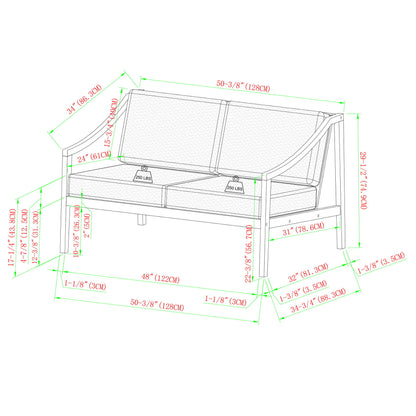 Modern Curved Arm Upholstered Outdoor Loveseat