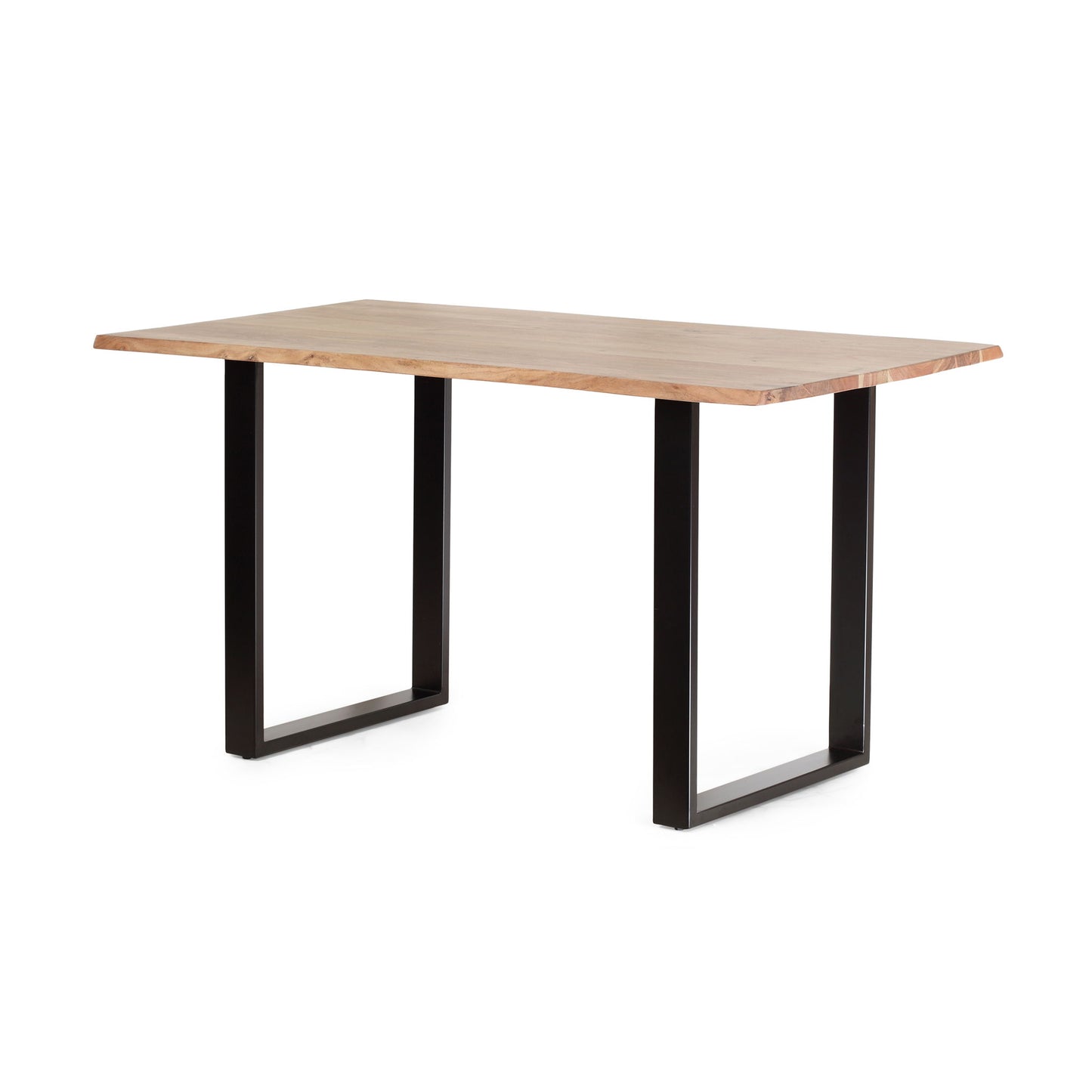 Dining Table With Top And Iron Frame - Natural / Black